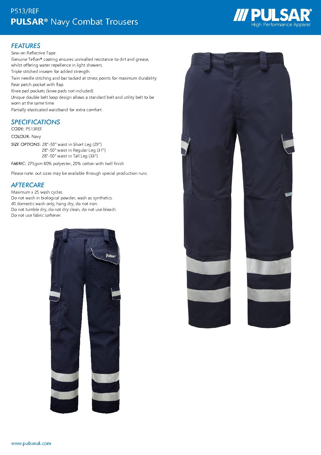 P513/REF - Pulsar® Combat Trouser with Reflective Bands - Specialist ...