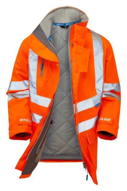 pulsar orange high vis padded storm coat